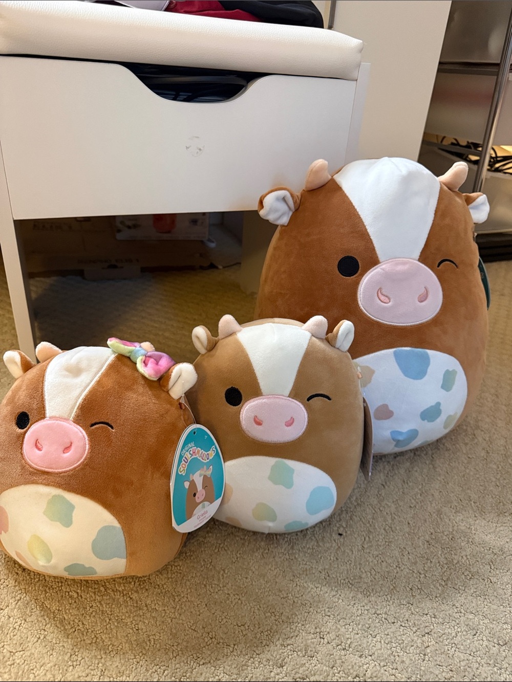 Griella Cow Squishmallow 7, 8, and 12 inch set